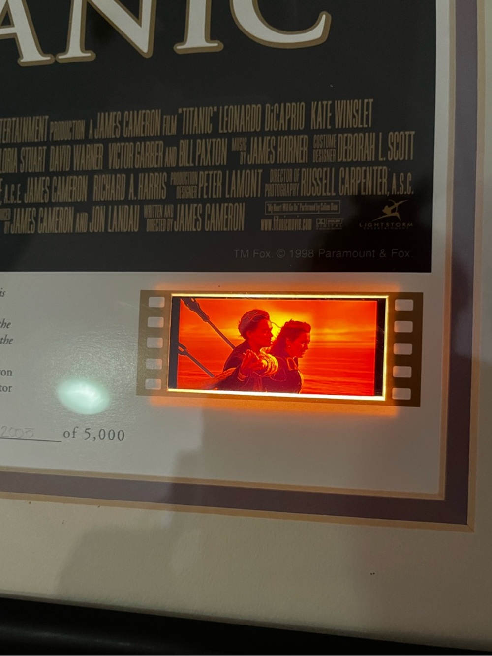 1998 TITANIC Limited Edition Light-Up Lithograph #2005/5000 | 35mm Film Cell - Picture 4 of 11